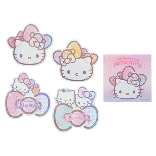 Hello Kitty 50th Anniversary Fashionable Ribbons Sticker and Pouch Set