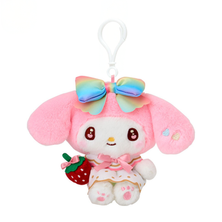 Sanrio Strawberry News 50th Rainbow Plush Keychain