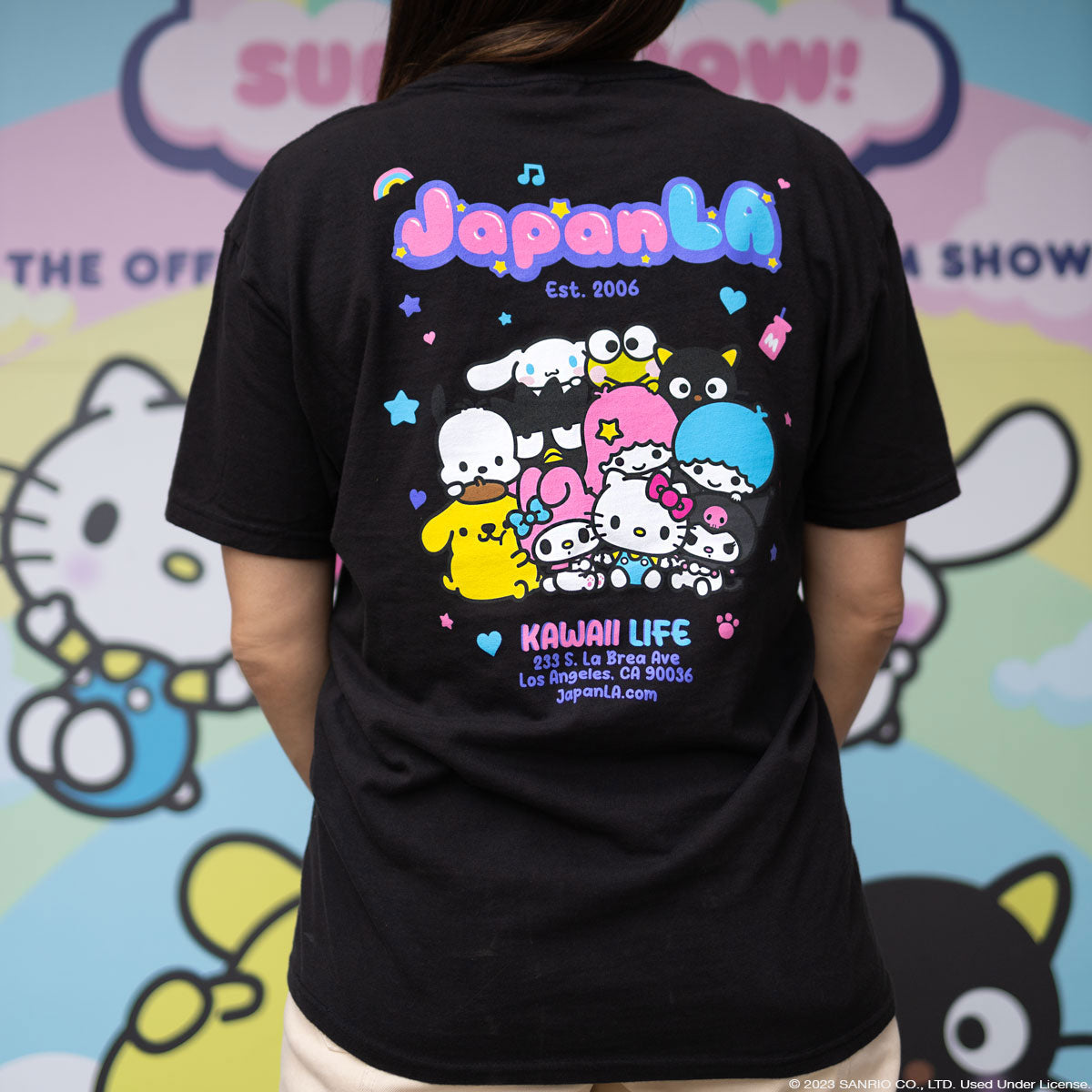 Sanrio Hello Kitty Skateboarder On Back Black Cotton T Shirt NEW Large Last  One