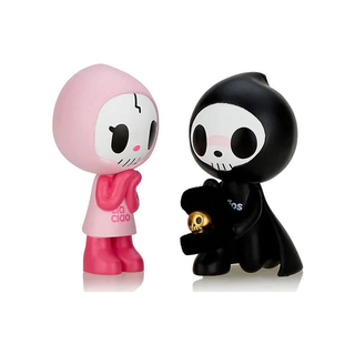 Together Forever figure design of Adios proposing to Ciao Ciao with a skull-shaped ring.