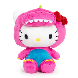 hello kitty dressed as pink dinosaur plush