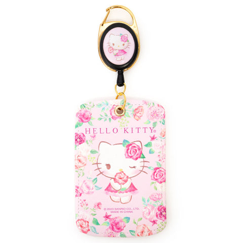 Hello Kitty Floral Rose Card Case with Key Reel