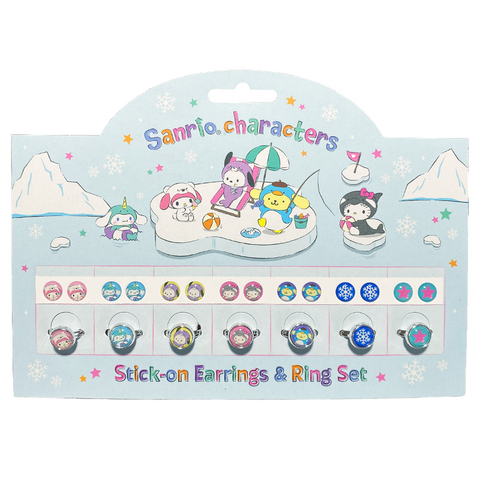 Sanrio Ice Island Stick-On Earrings and Ring Set