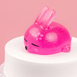 Glittery pink bunny squishy.