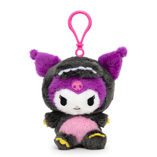 Kuromi dressed as dinosaur plush mascot bag charm clip