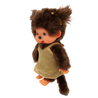 Monchhichi Gold Glitter Dress Girl Plush