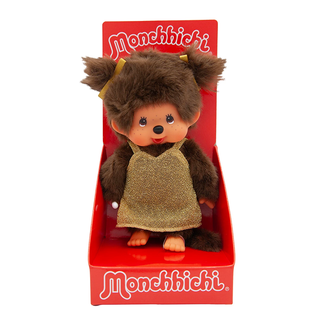 Monchhichi Gold Glitter Dress Girl Plush