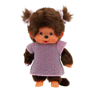 Monchhichi Pink Glitter Dress Girl Plush