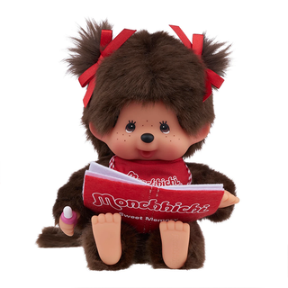 Monchhichi Sitting and Reading Girl Plush