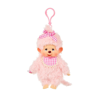 Monchhichi Fluffy Pink Beige Keychain
