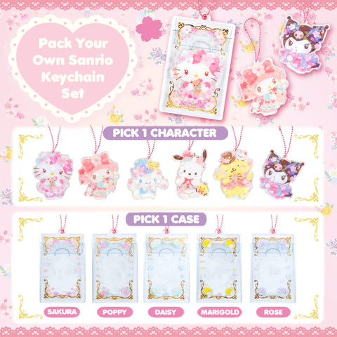 Sanrio Pack Your Own Flower Keychain with Case