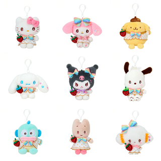 Sanrio Strawberry News 50th Rainbow Plush Keychain