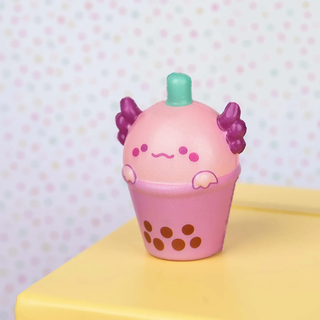 Boba cup-shaped axolotl squishy.