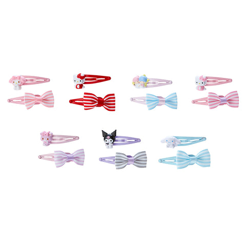 Sanrio Striped Ribbon Hair Clip Set