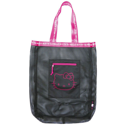 Hello Kitty Black & Pink Mesh Large Shoulder Tote Bag