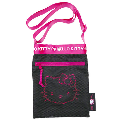 Hello Kitty Black & Pink Mesh Shoulder Pouch
