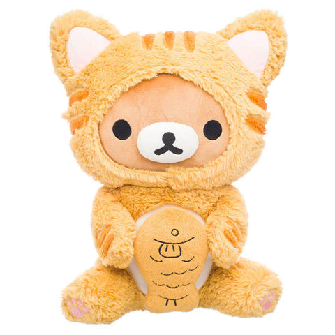 Rilakkuma Fluffy Tiger Eating Fish Plush