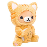 Rilakkuma Fluffy Tiger Eating Fish Plush